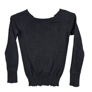 Womens Gap Black Cotton Cashmere Blend Sweater Ribbed Hem Long Sleeve Size M